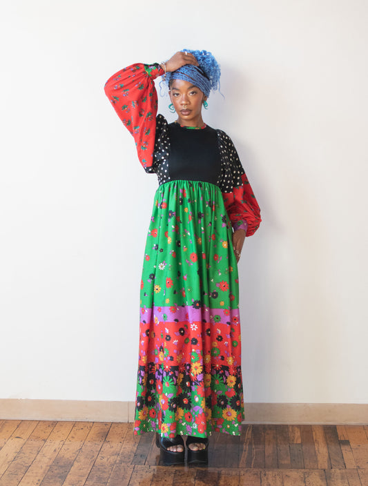 1970s Mixed Floral Print Dress | Youth Guild
