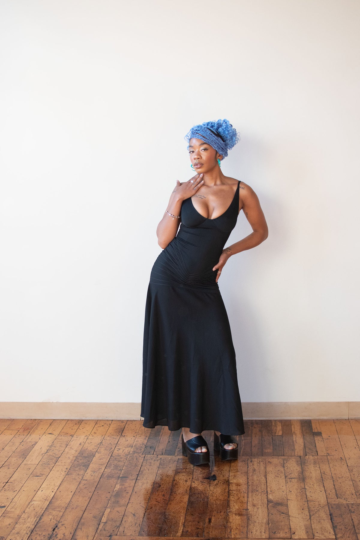 1990s Black Jersey Dress | La Perla