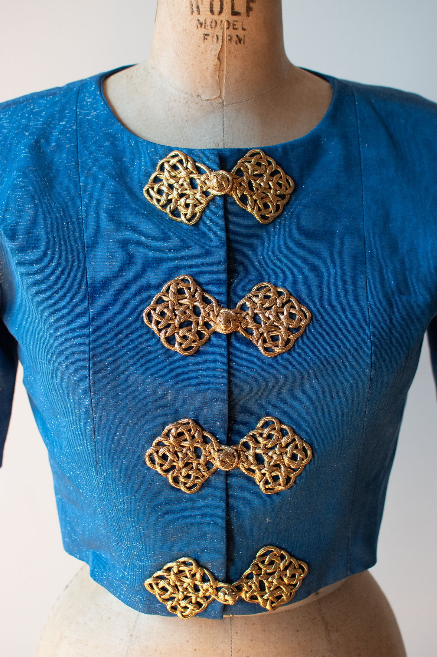 Blue Cropped Moiré Jacket | Yves Saint Laurent Rive Gauche S/S 1993