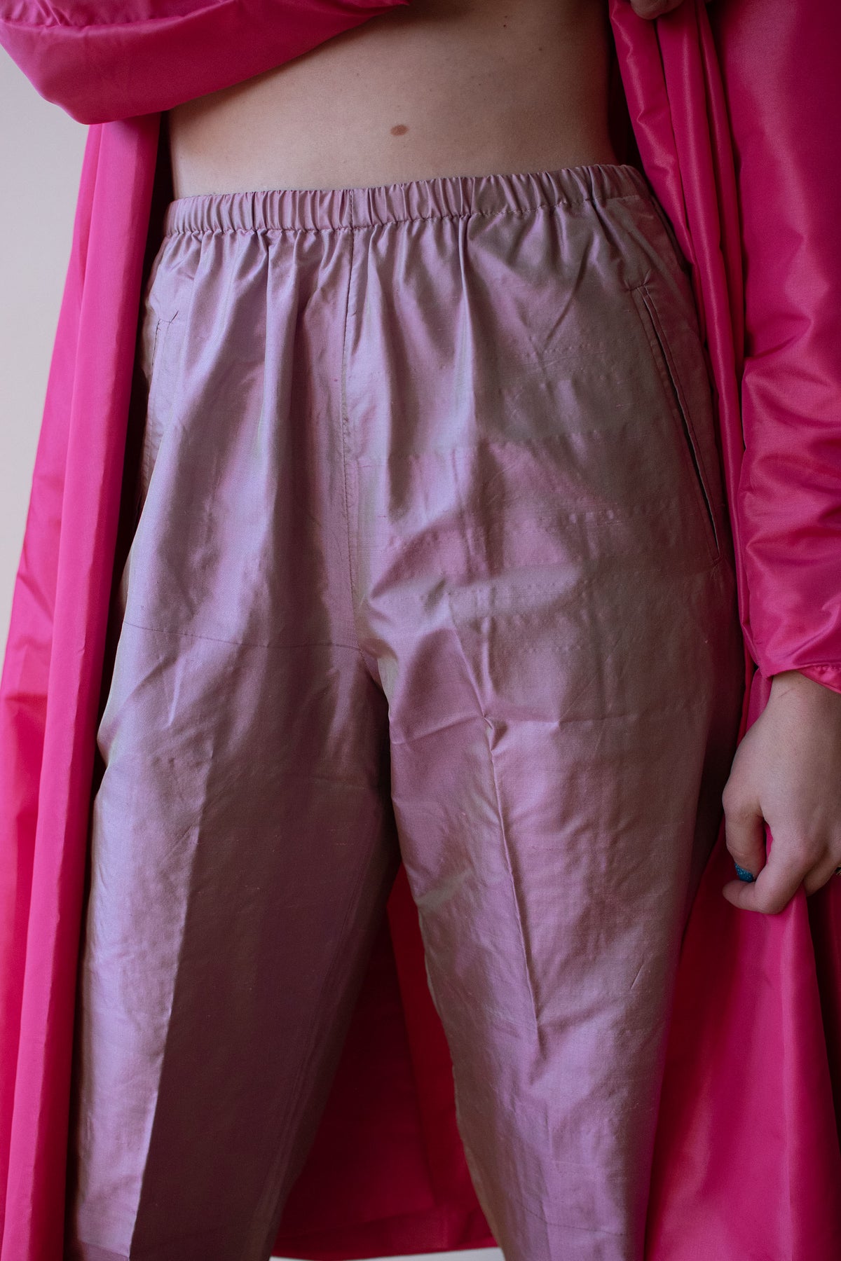 Pink Silk Pants | Romeo Gigl