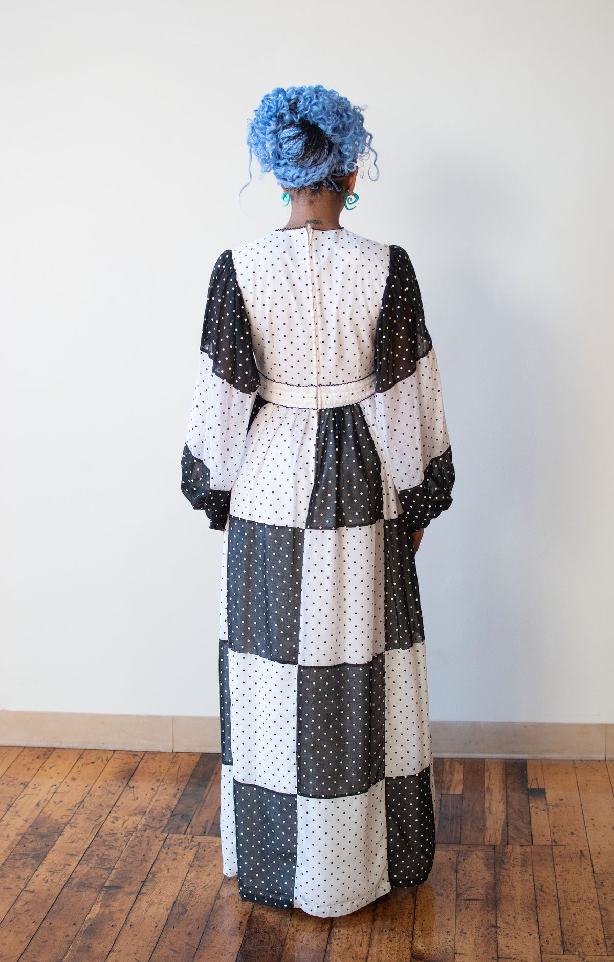 1970s Black & White Polka Dot Dress