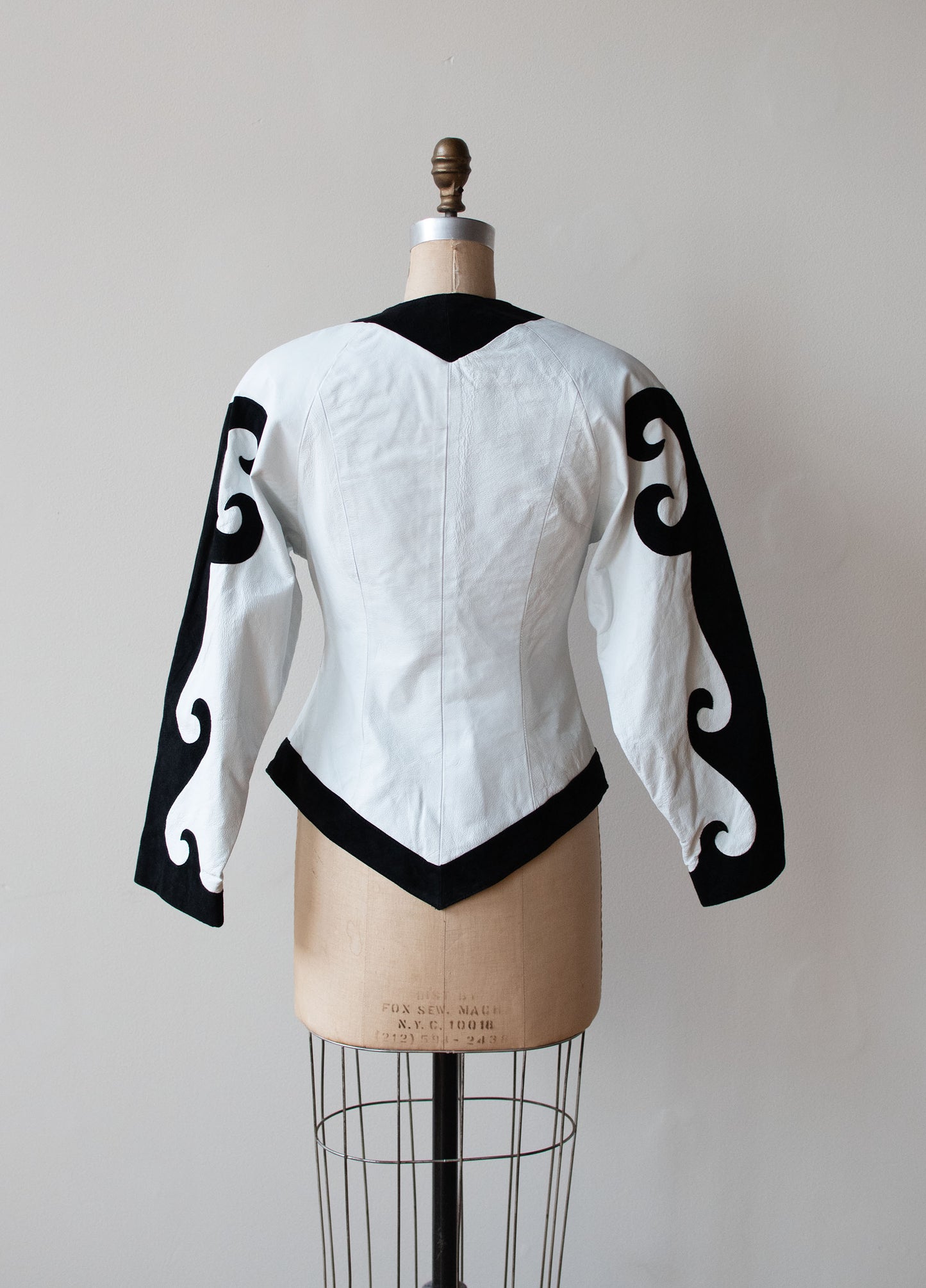 1980s Black & White Leather Jacket