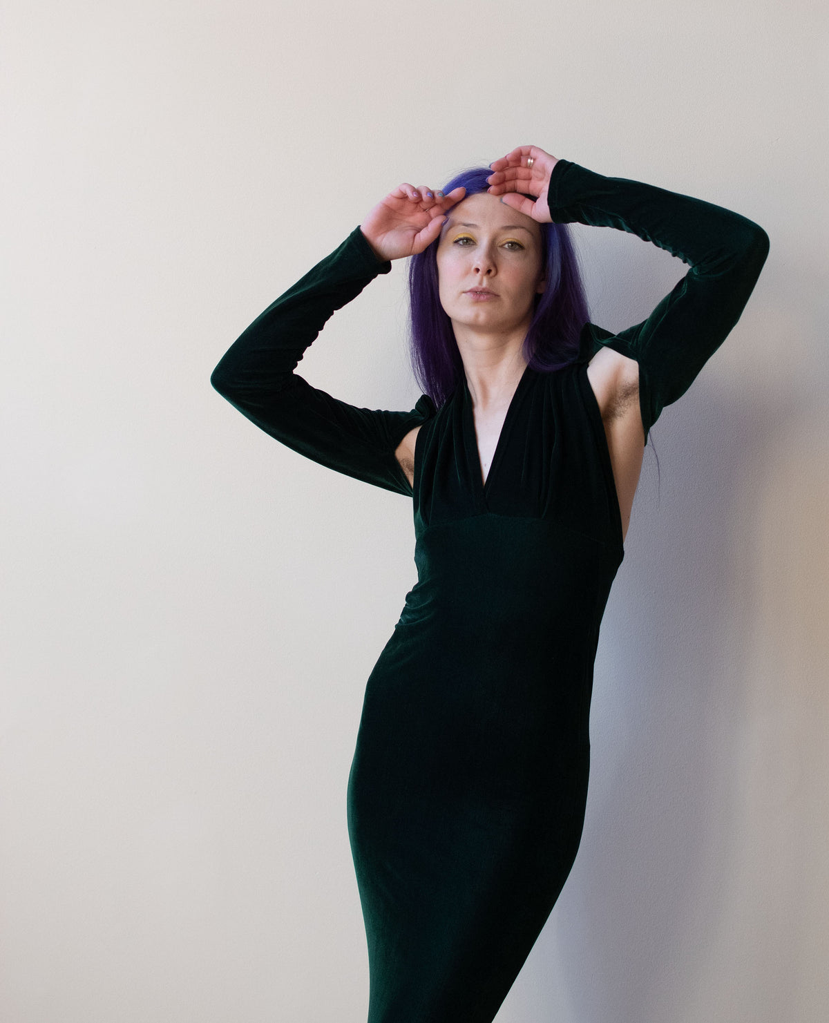 1990s Green Velvet Dress