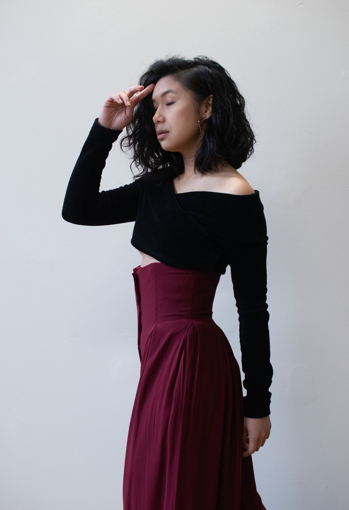 1990s Velvet Crop Top | Romeo Gigli for Callaghan