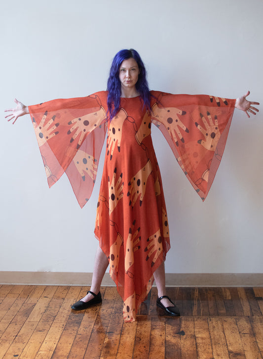 1970s Hand Print Chiffon Dress | Oscar de la Renta