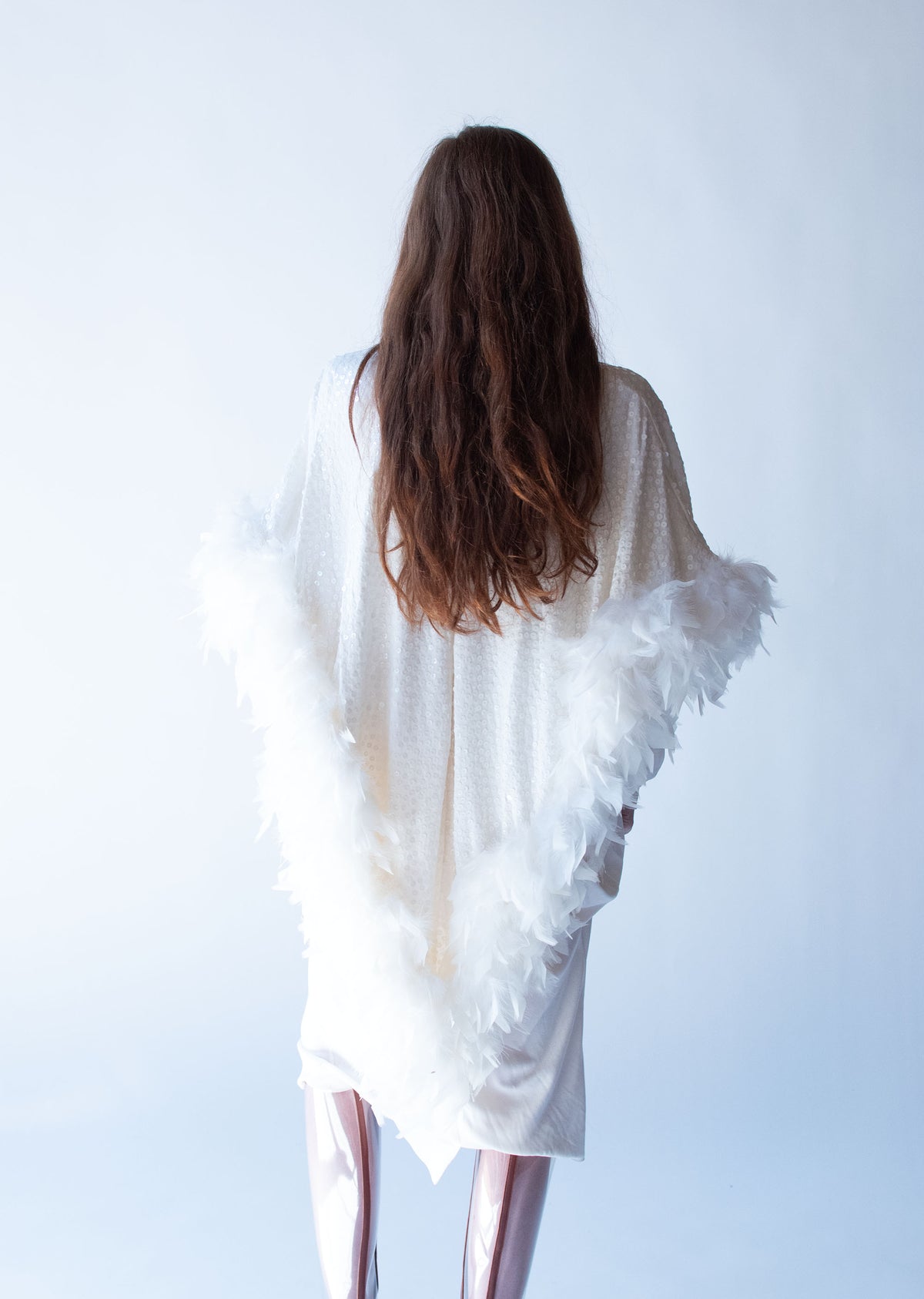 1980s Feather Trim Dress