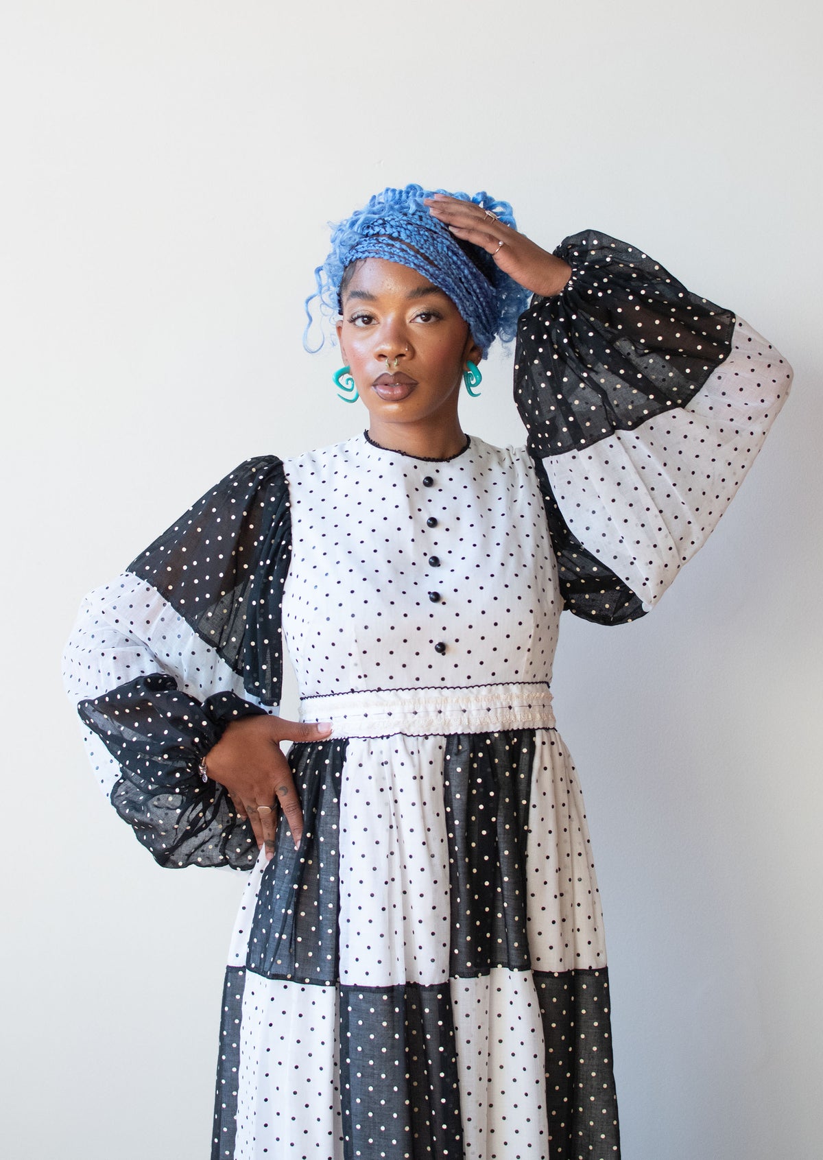1970s Black & White Polka Dot Dress