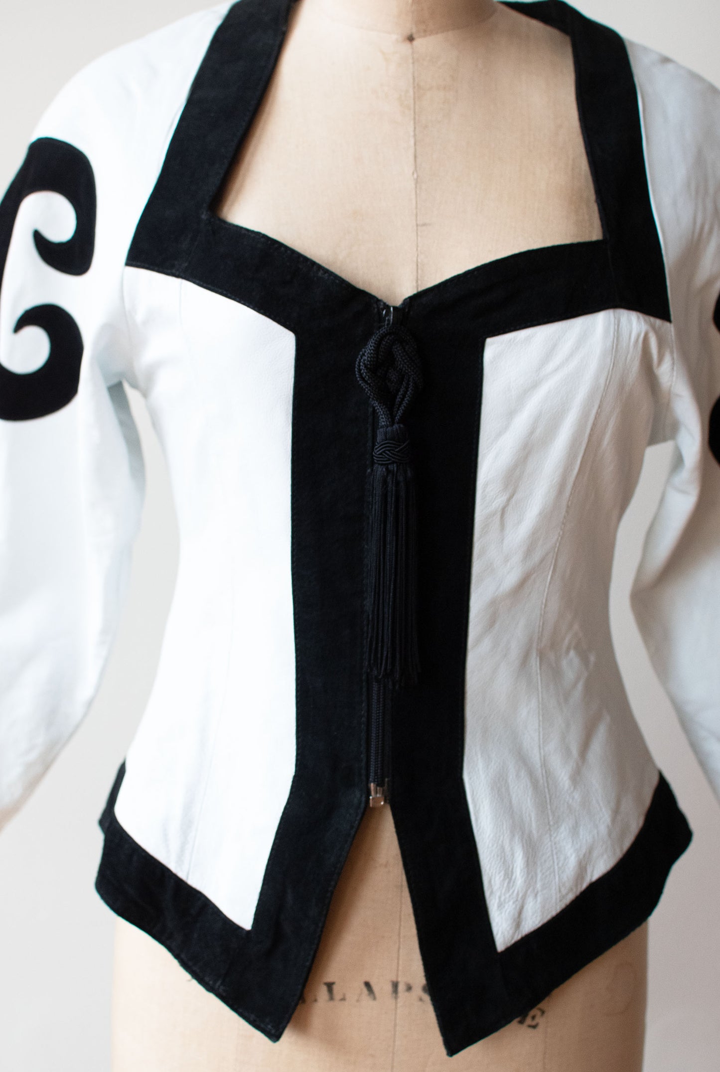 1980s Black & White Leather Jacket
