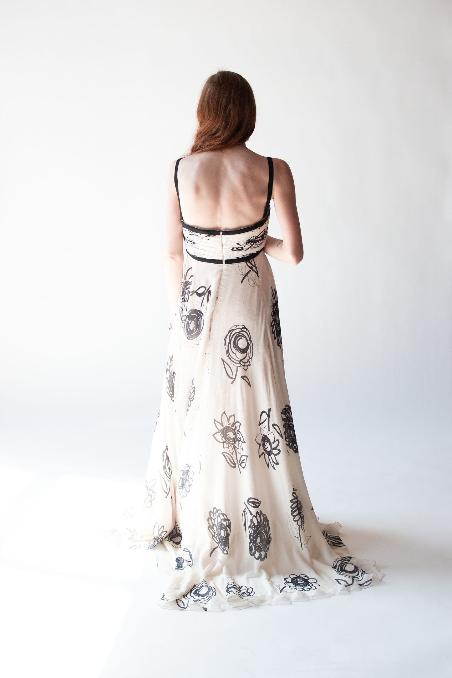 Floral Print Chiffon Gown | Bill Blass