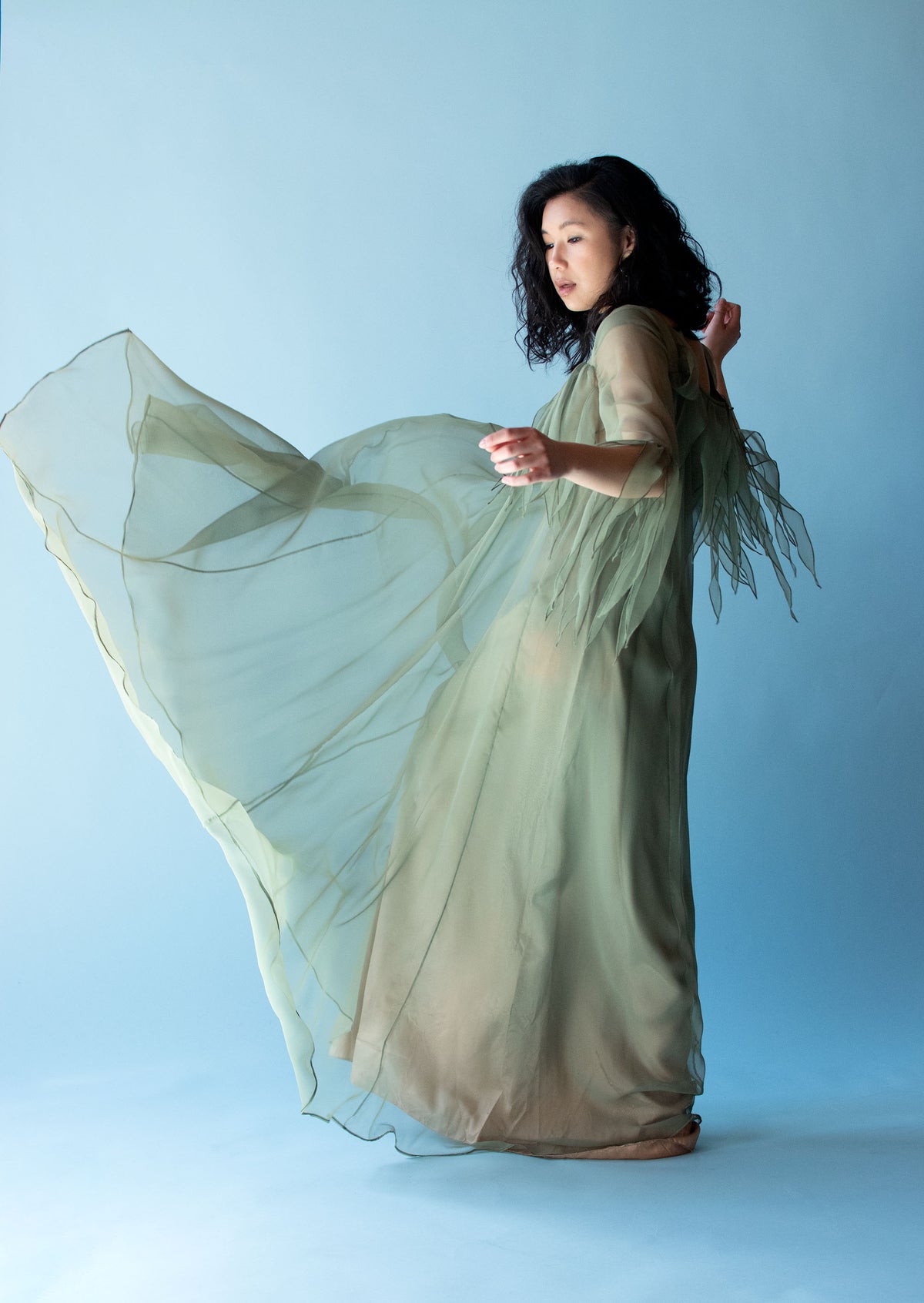 1970s Green Chiffon Dress | Jean Varon