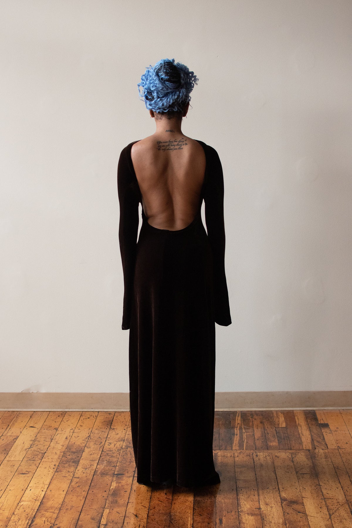 1990s Brown Velvet Dress