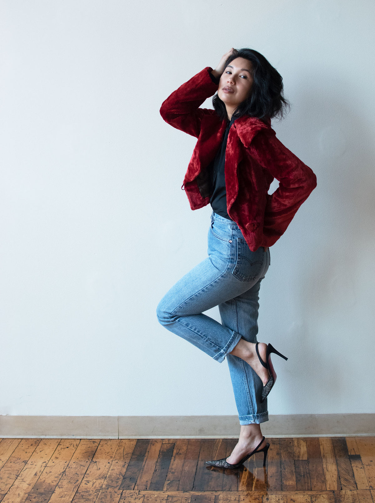 Red Faux Fur Jacket | Gianfranco Ferré
