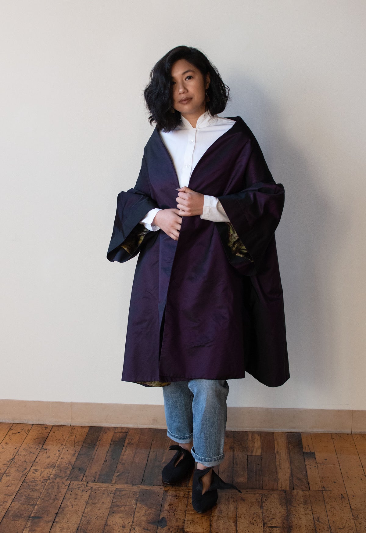 1990s Purple Taffeta Opera Coat