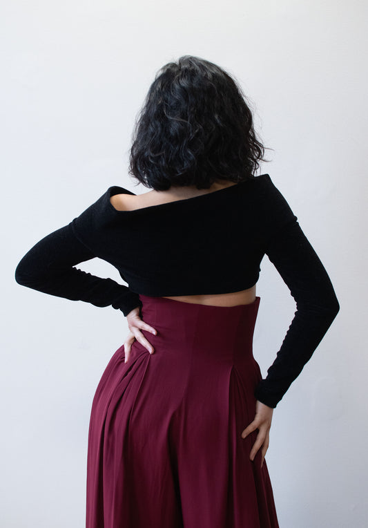 1990s Velvet Crop Top | Romeo Gigli for Callaghan