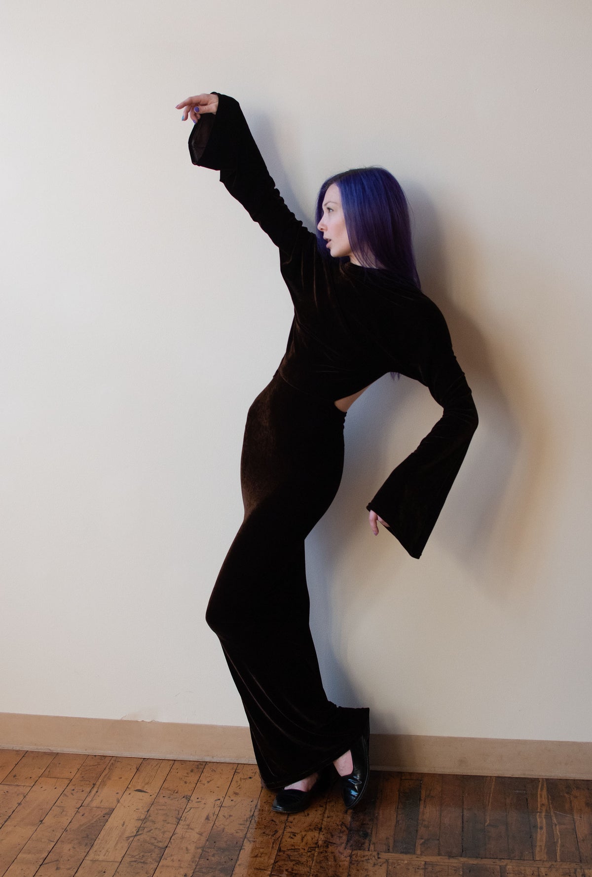 1990s Brown Velvet Dress