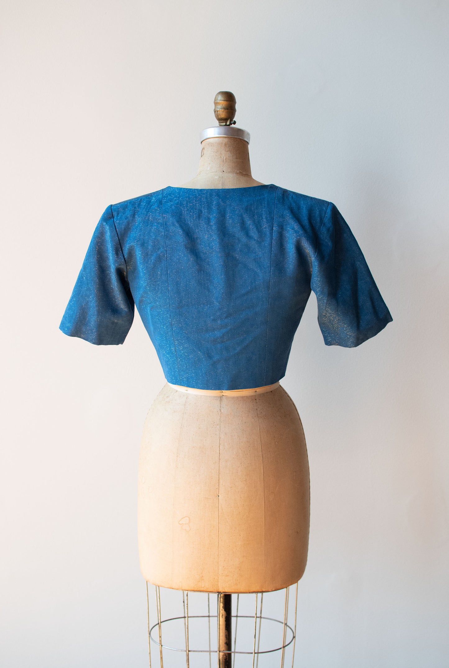 Blue Cropped Moiré Jacket | Yves Saint Laurent Rive Gauche S/S 1993