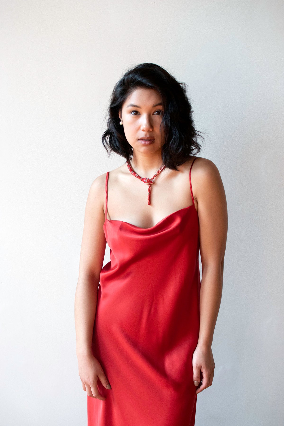 Red Silk Slip Dress | Donna Karan