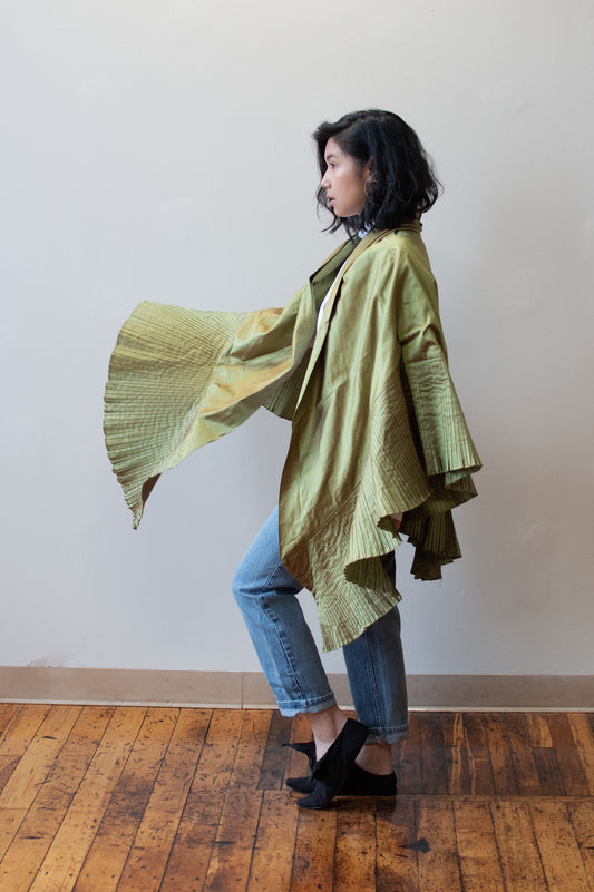 1990s Iridescent Green Silk Wrap | Mary Ann Restivo