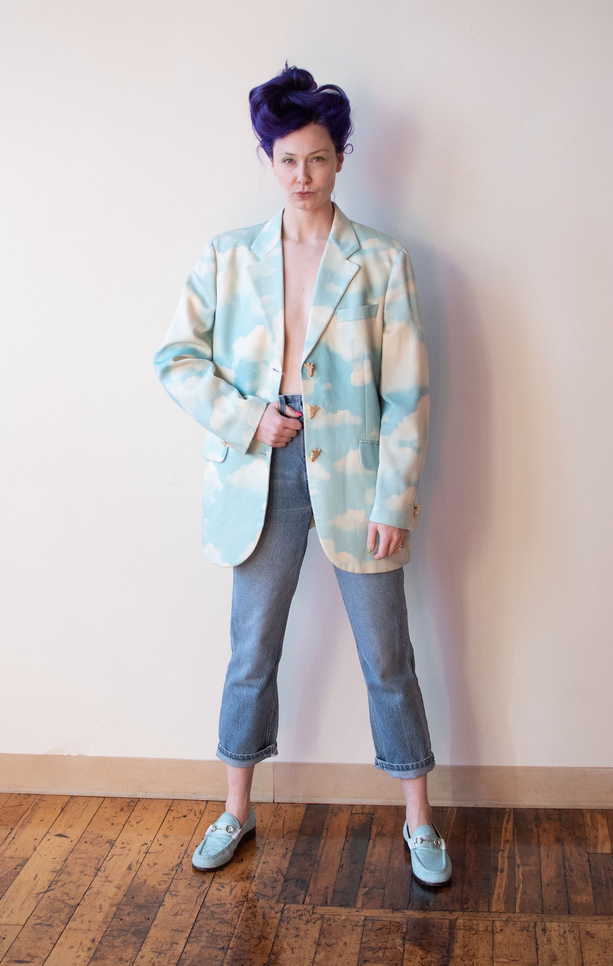 1990s Cloud Print Blazer | Moschino Cheap & Chic