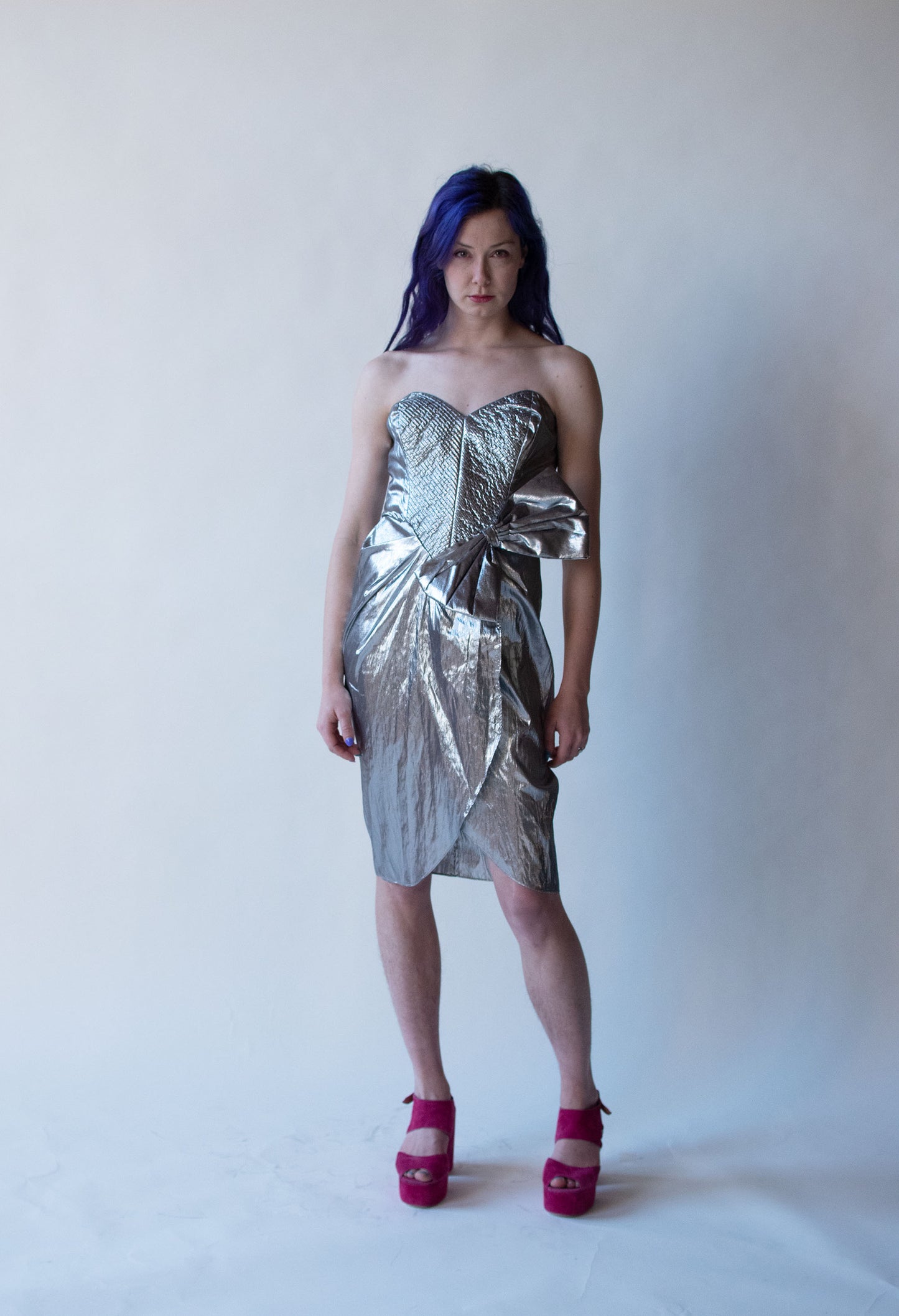 1980s Silver Lame Dress