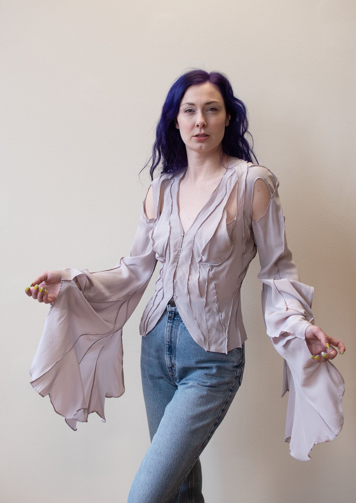 Mauve Silk Blouse Yves Saint Laurent SS 2003 | A Virtual Affair