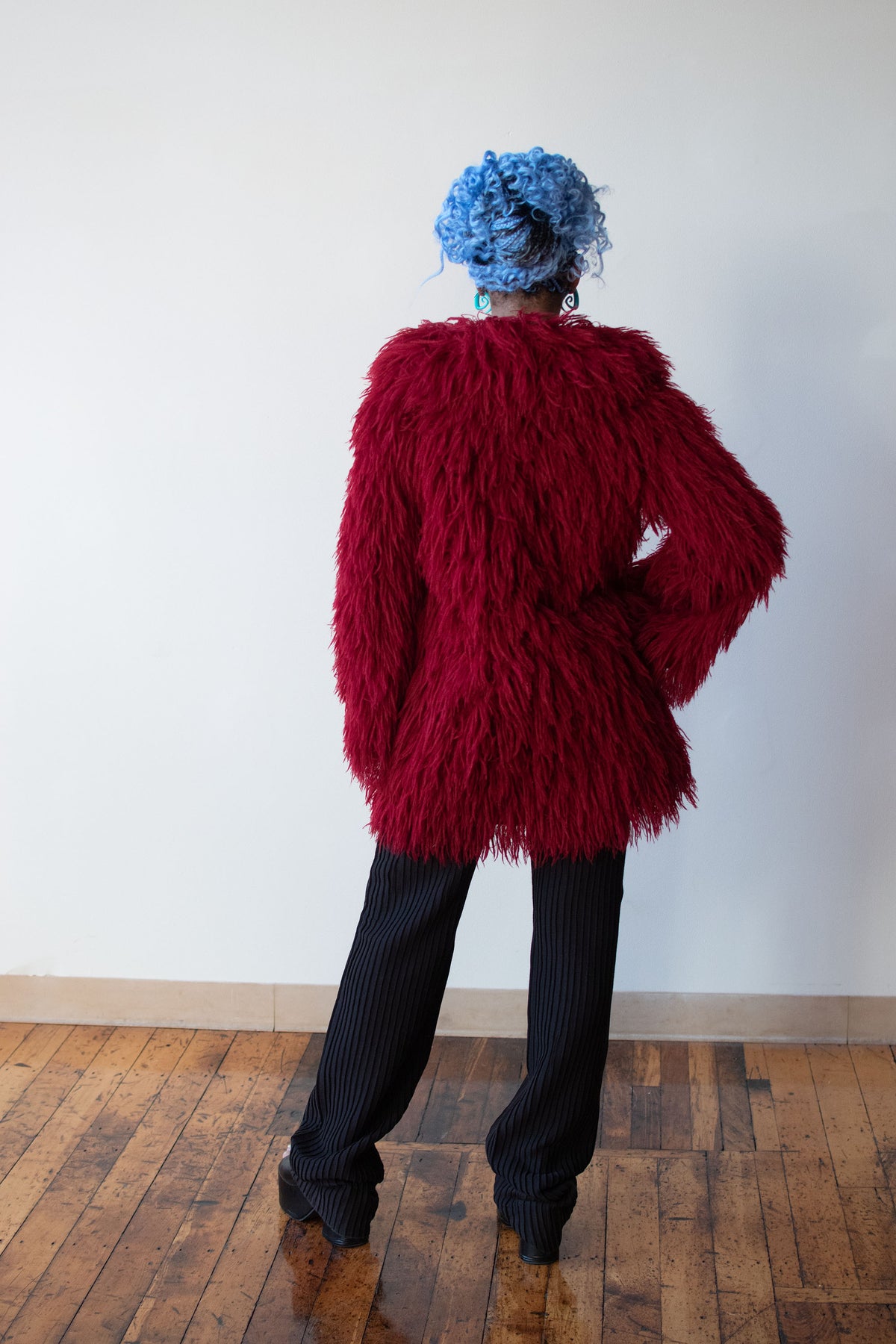 1970s Bordeaux Shag Coat | Young Dimensions