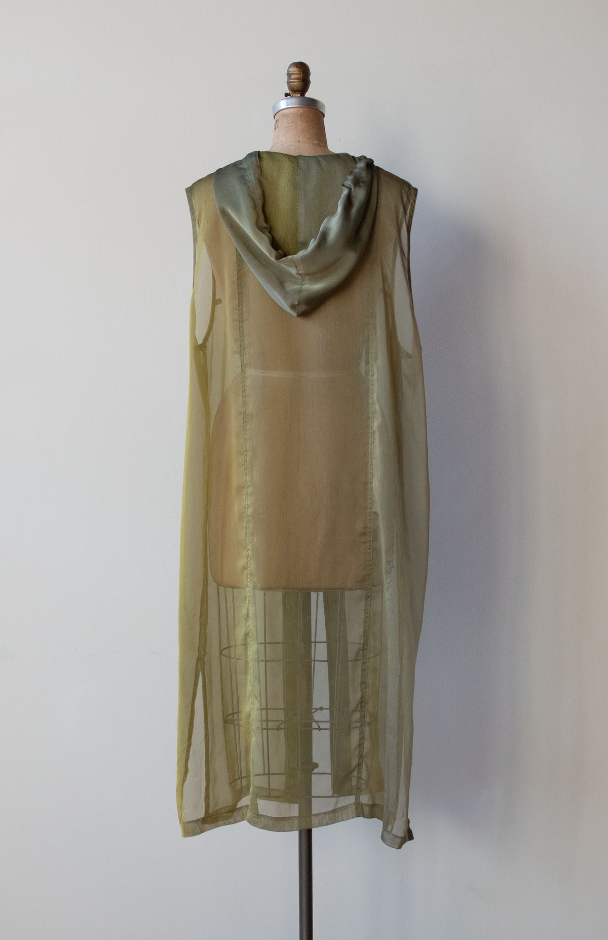 1990s Sheer Green Hooded Tunic