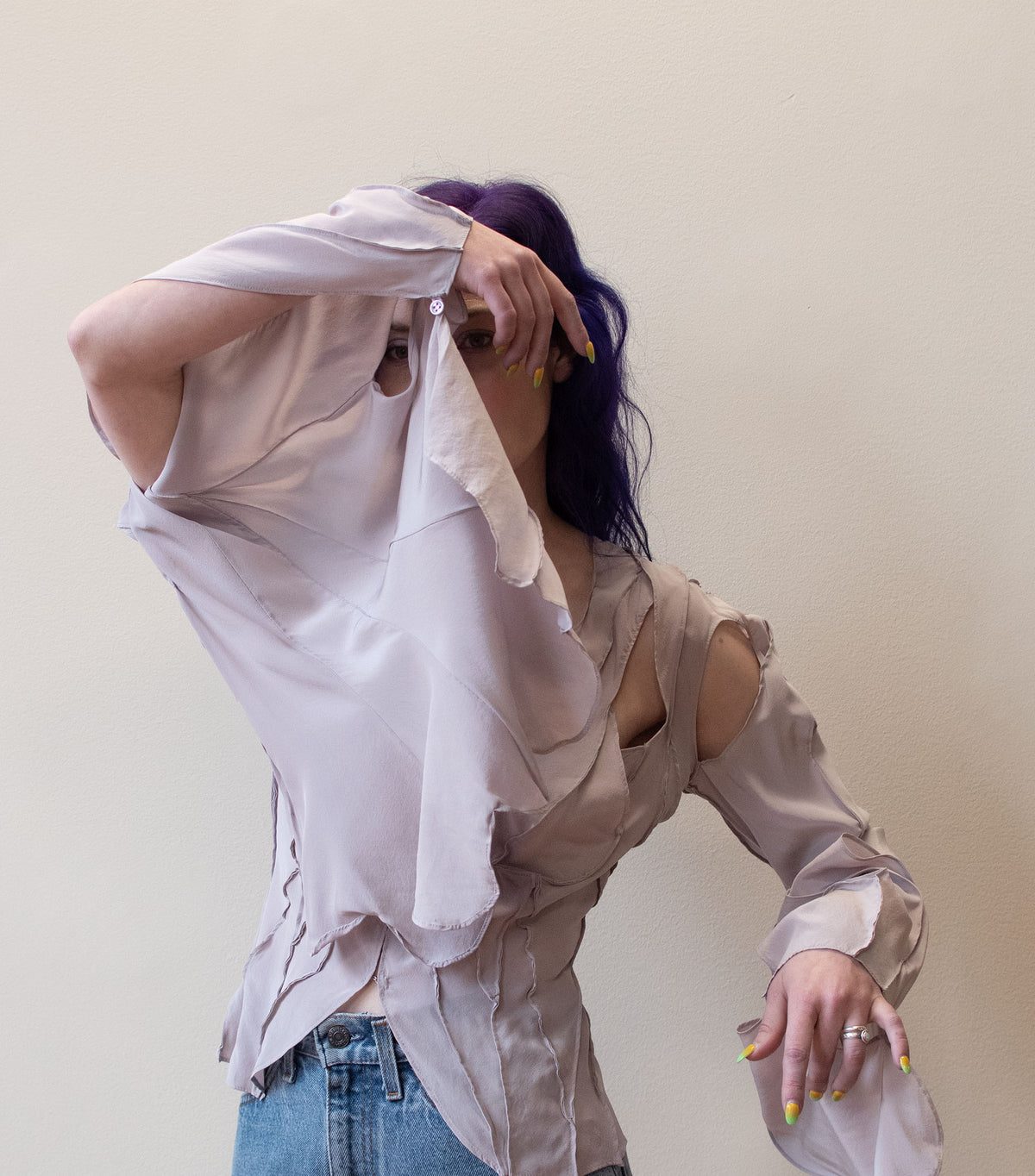 Mauve Silk Blouse Yves Saint Laurent SS 2003 | A Virtual Affair