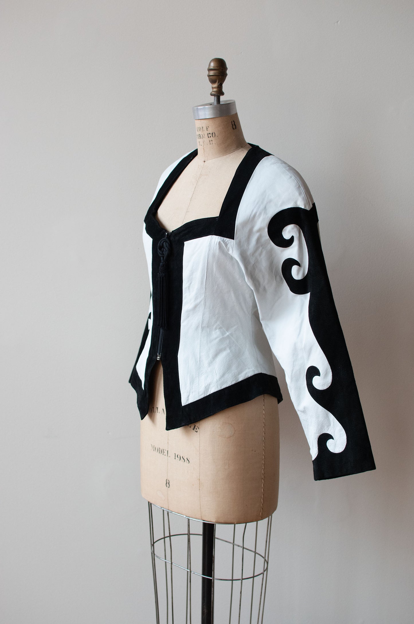 1980s Black & White Leather Jacket