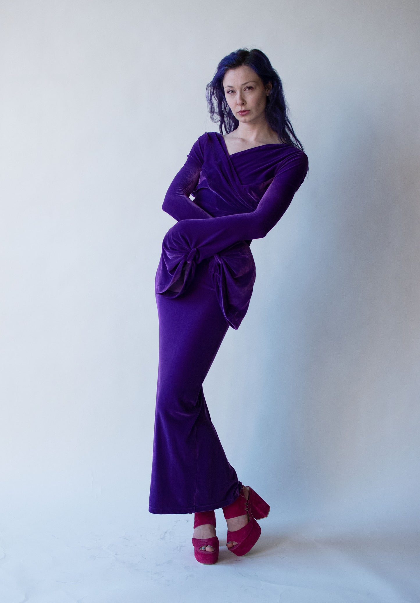 1990s Purple Velvet Dress
