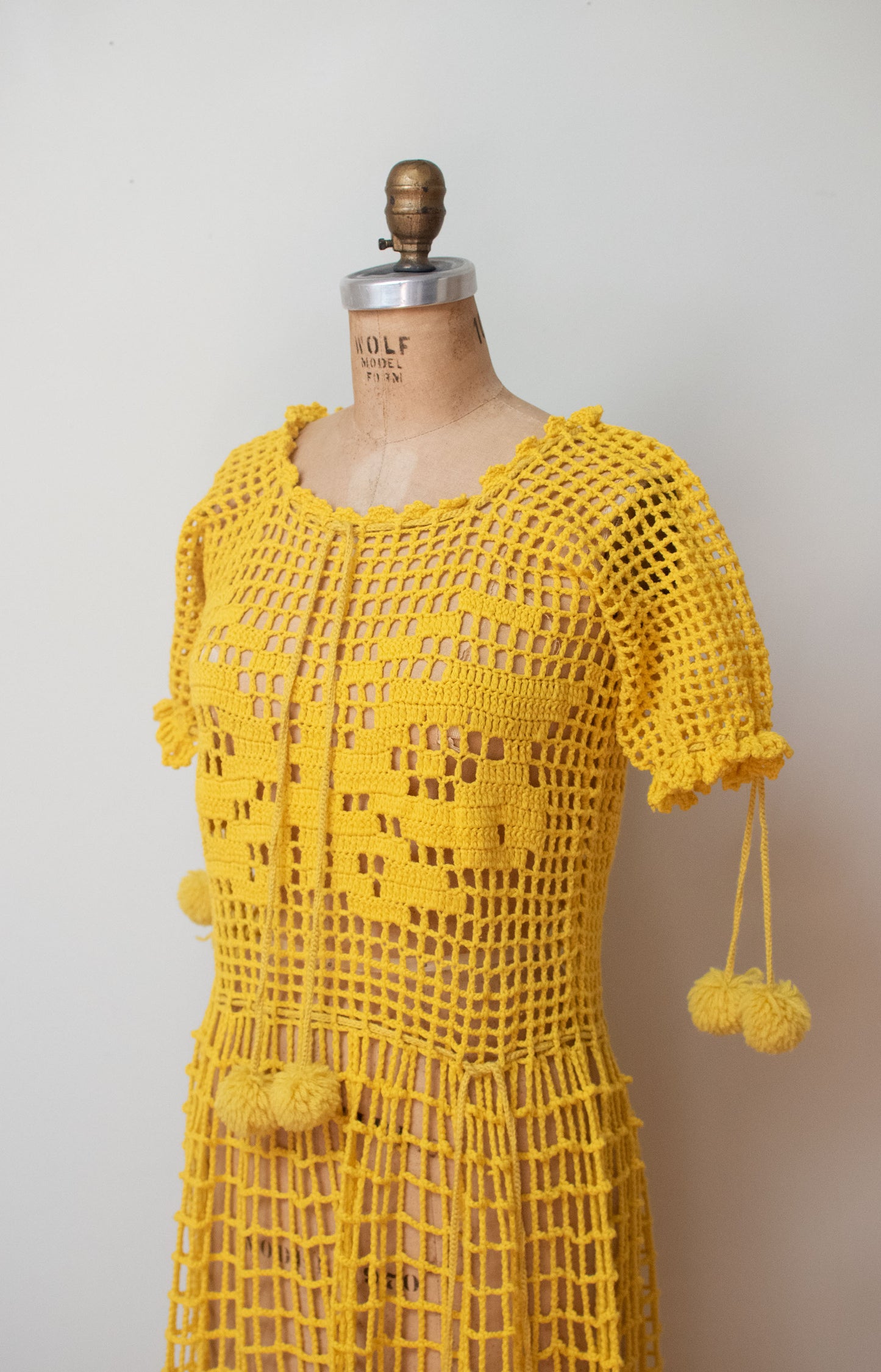 1920s Saffron Crochet Dress