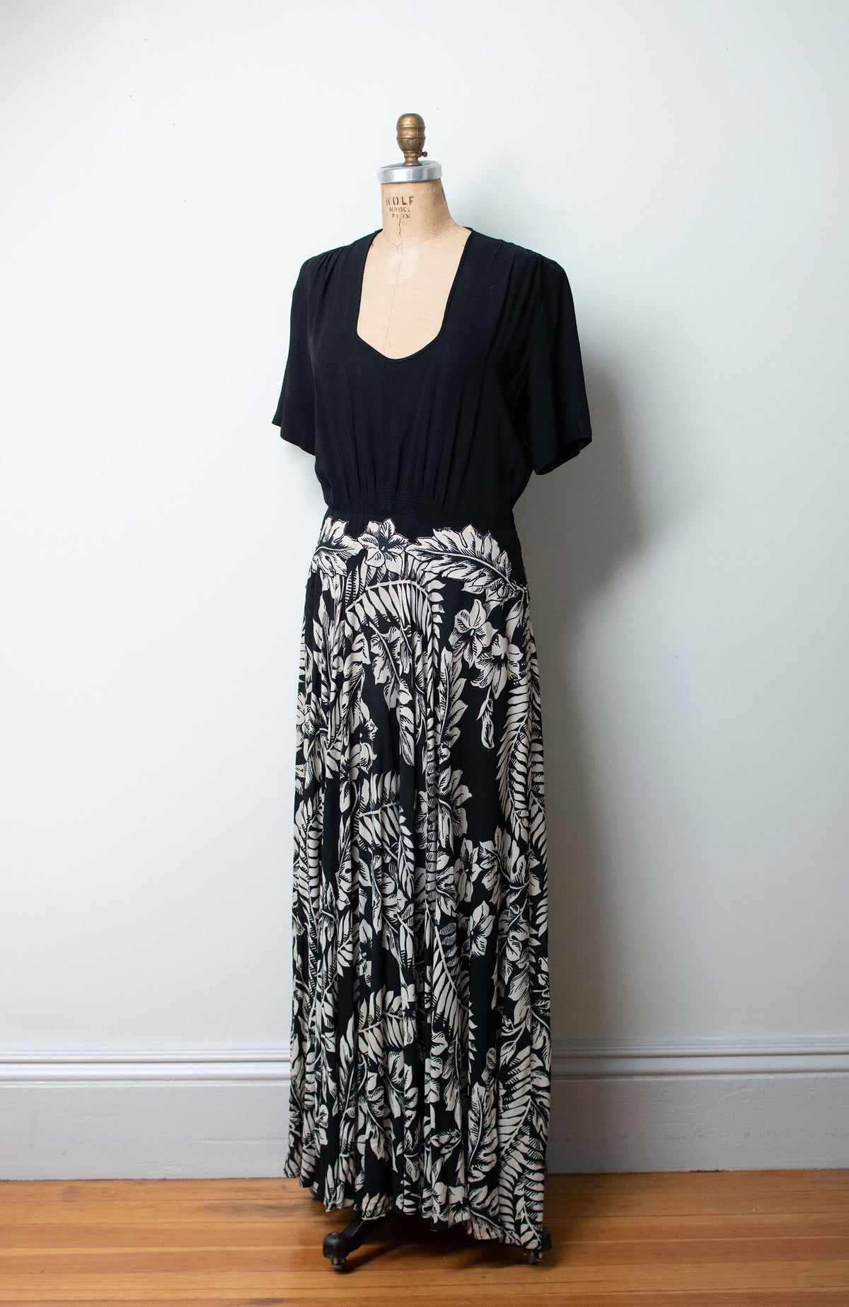 1940s Printed Rayon Dress