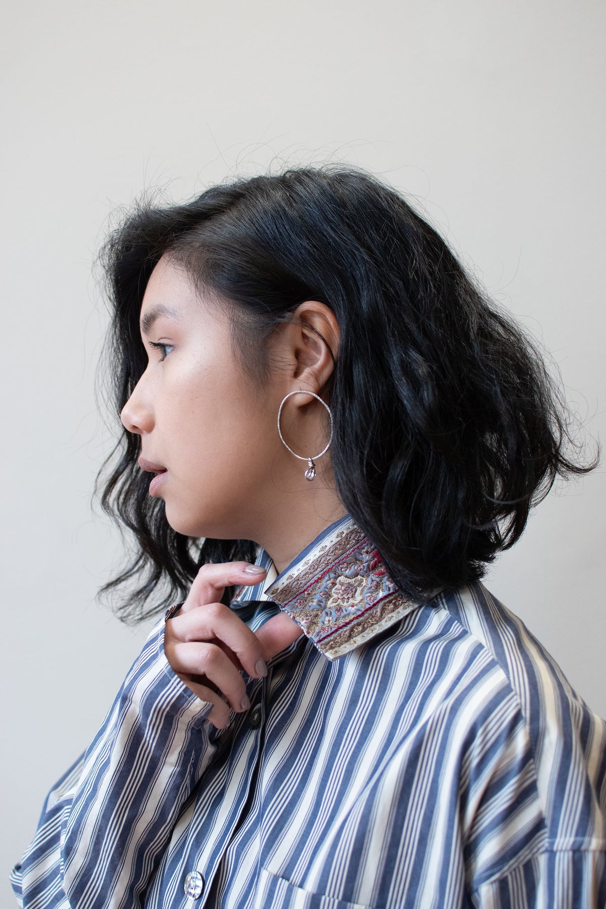 Striped Blouse with Ribbon Trim | Romeo Gigli 1994
