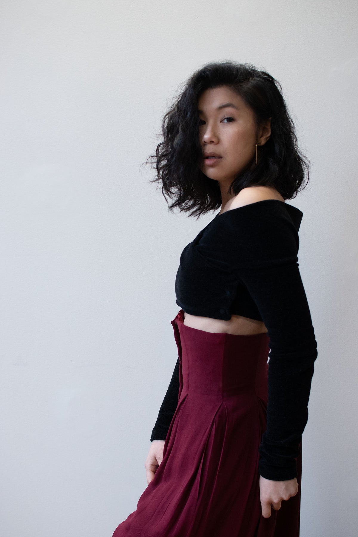 1990s Velvet Crop Top | Romeo Gigli for Callaghan