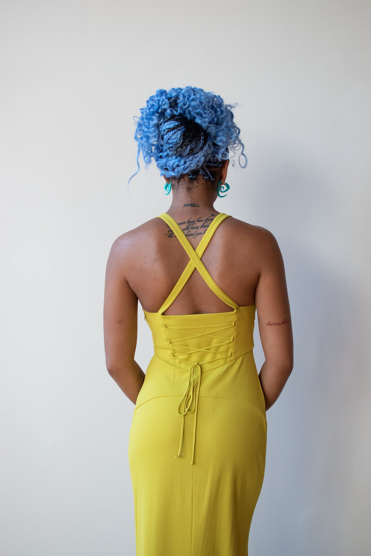 1990s Chartreuse Dress Set | Claude Montana