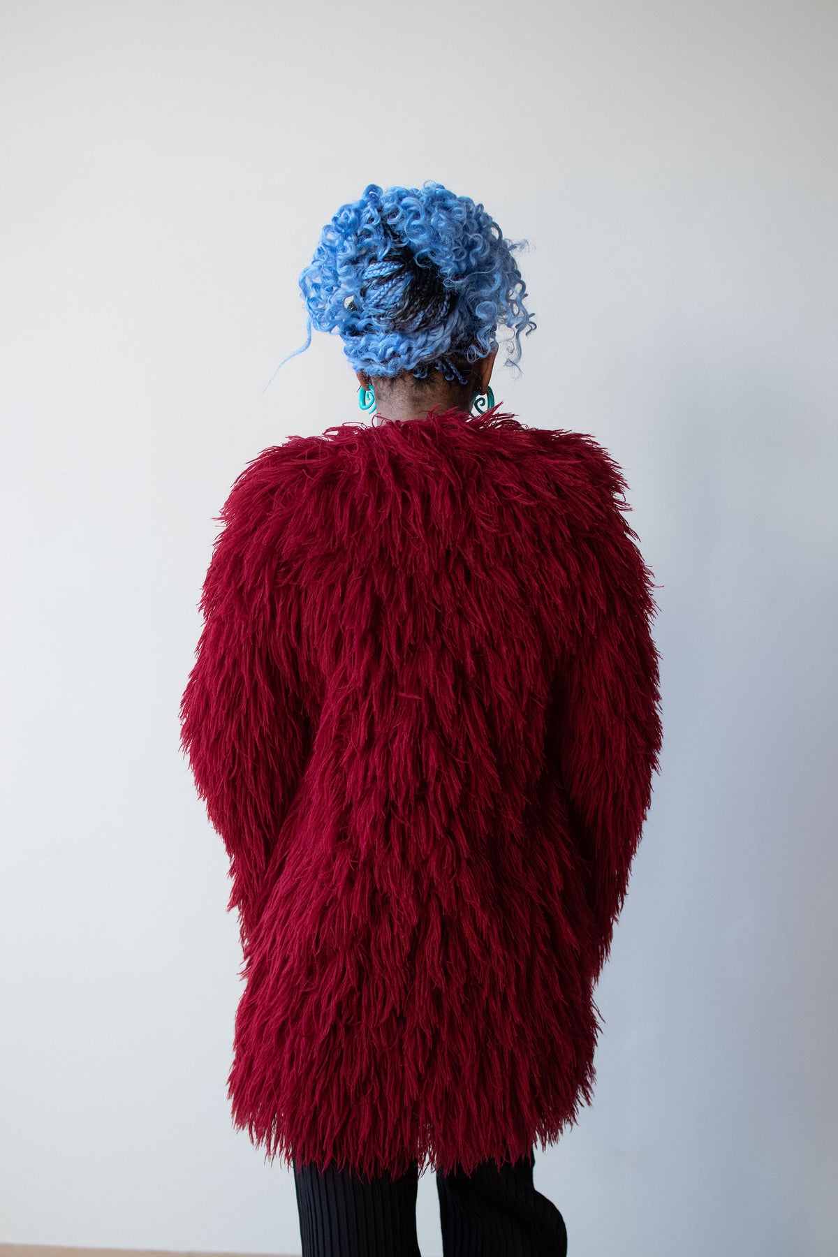 1970s Bordeaux Shag Coat | Young Dimensions