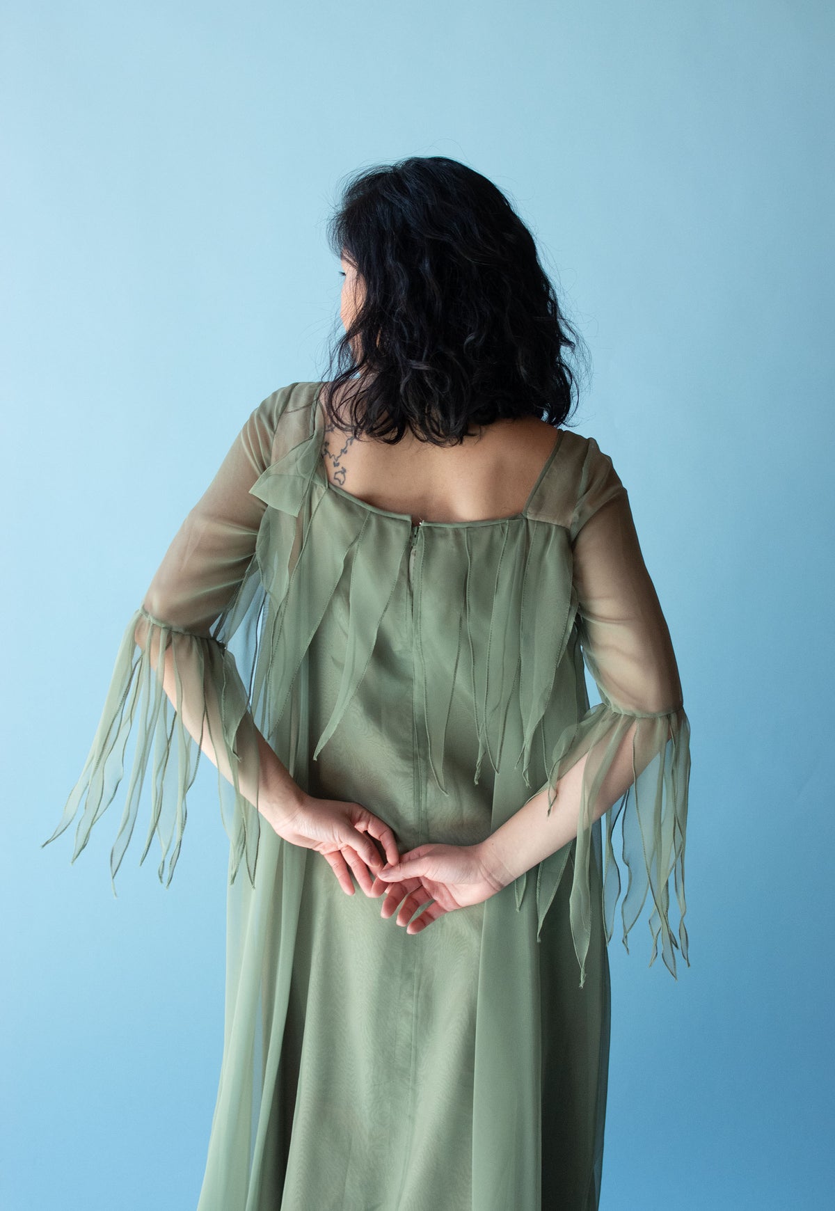 1970s Green Chiffon Dress | Jean Varon