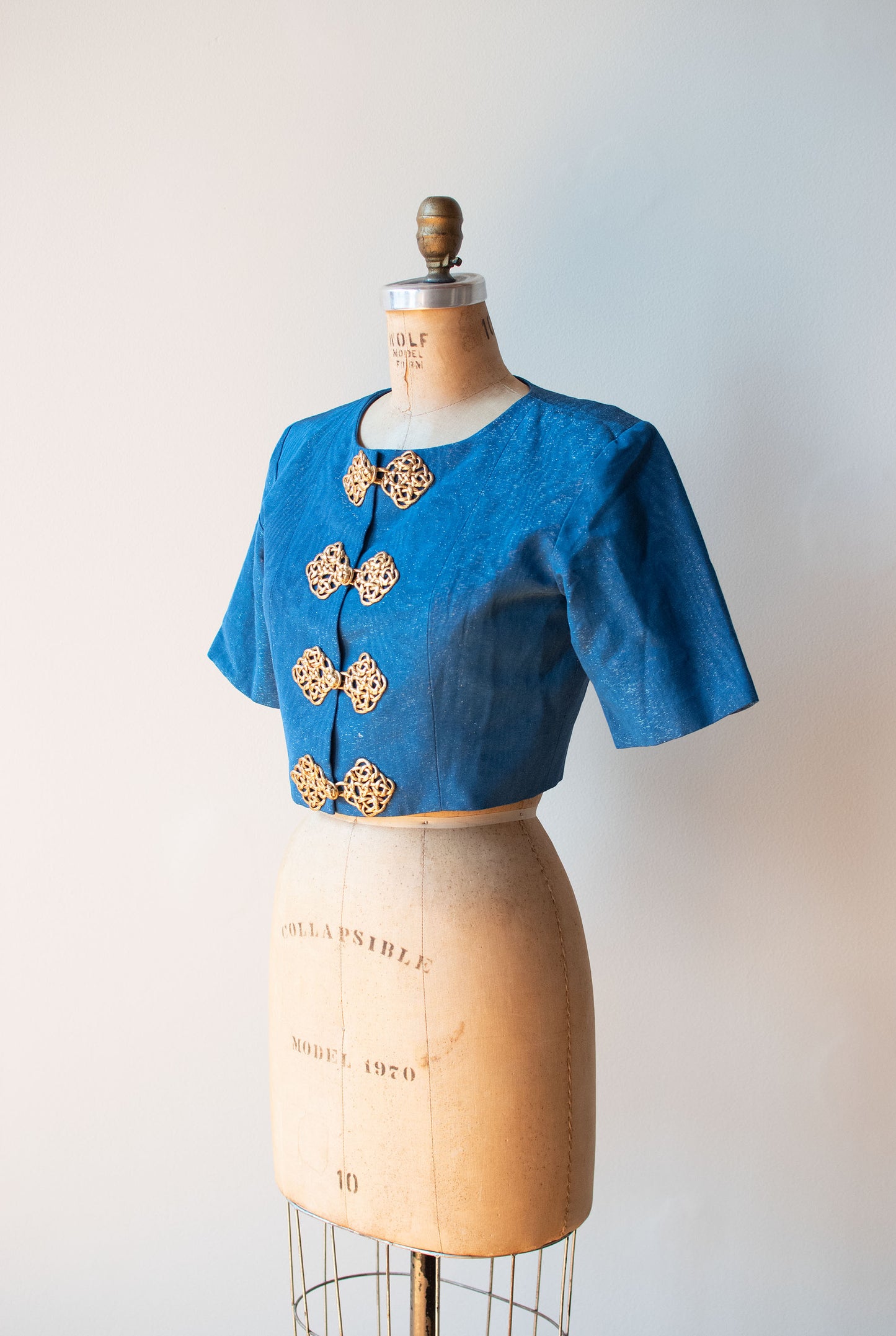 Blue Cropped Moiré Jacket | Yves Saint Laurent Rive Gauche S/S 1993