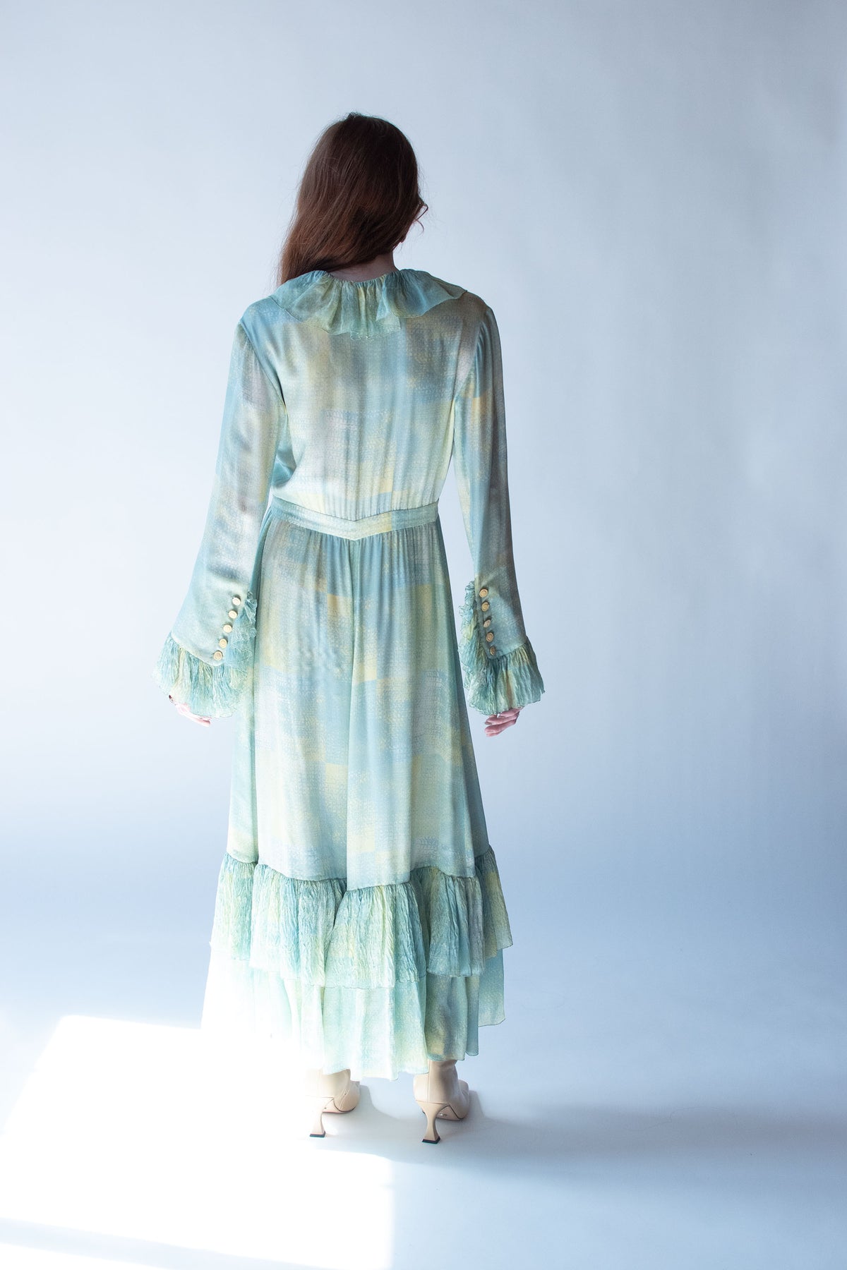 Ruffled Sleeve Silk Dress | Chloe SS 1993