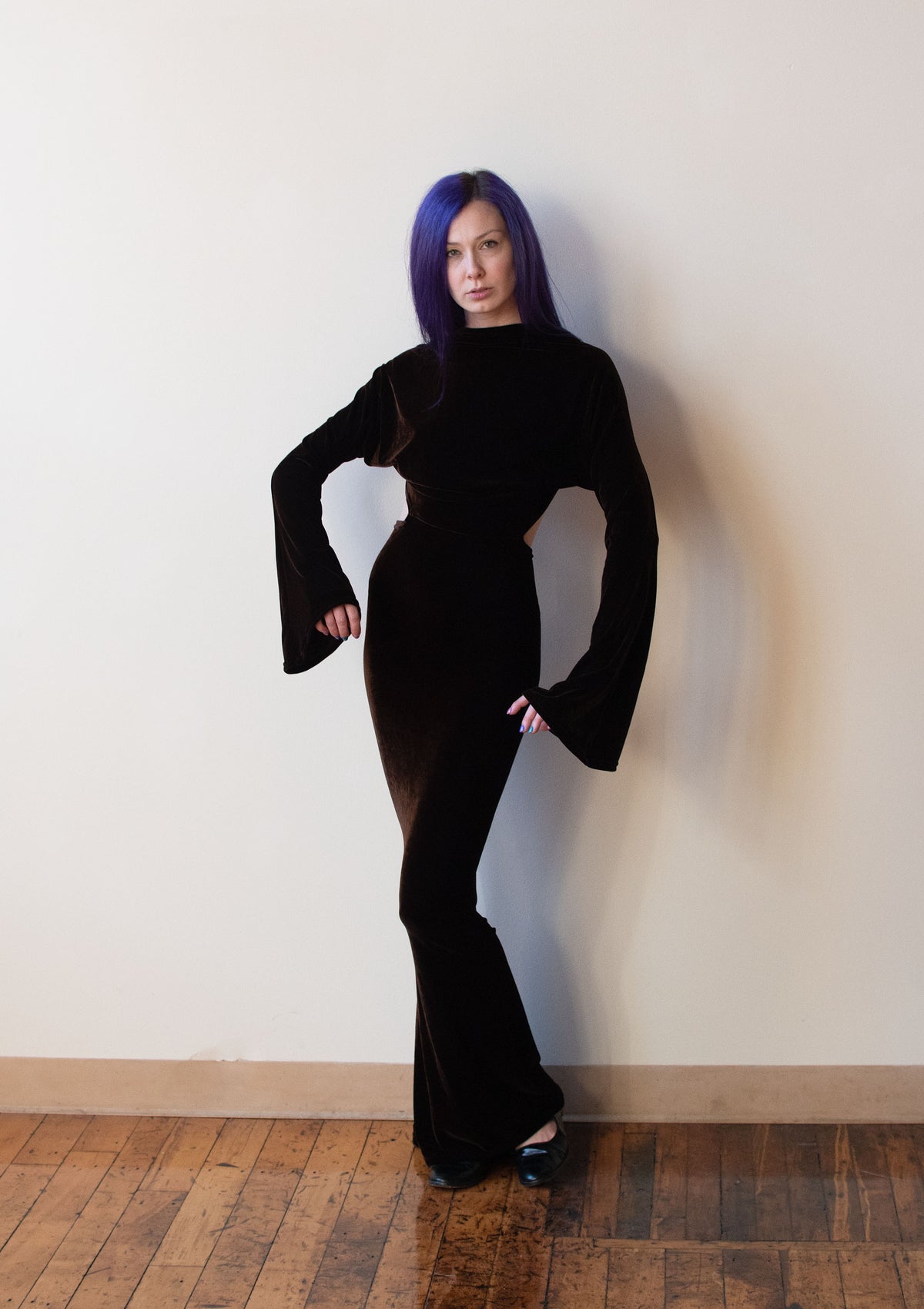 1990s Brown Velvet Dress