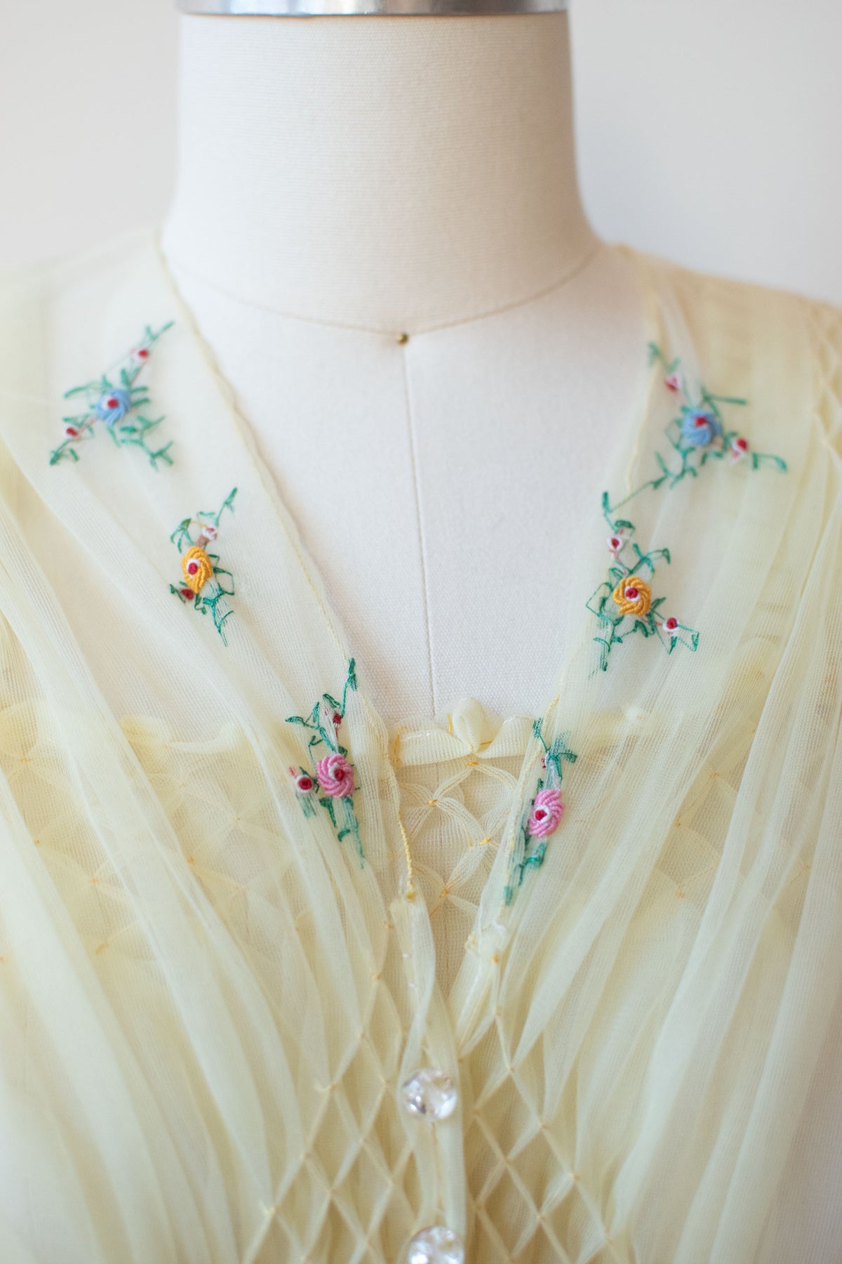 1940s Smocked Nylon Peignoir
