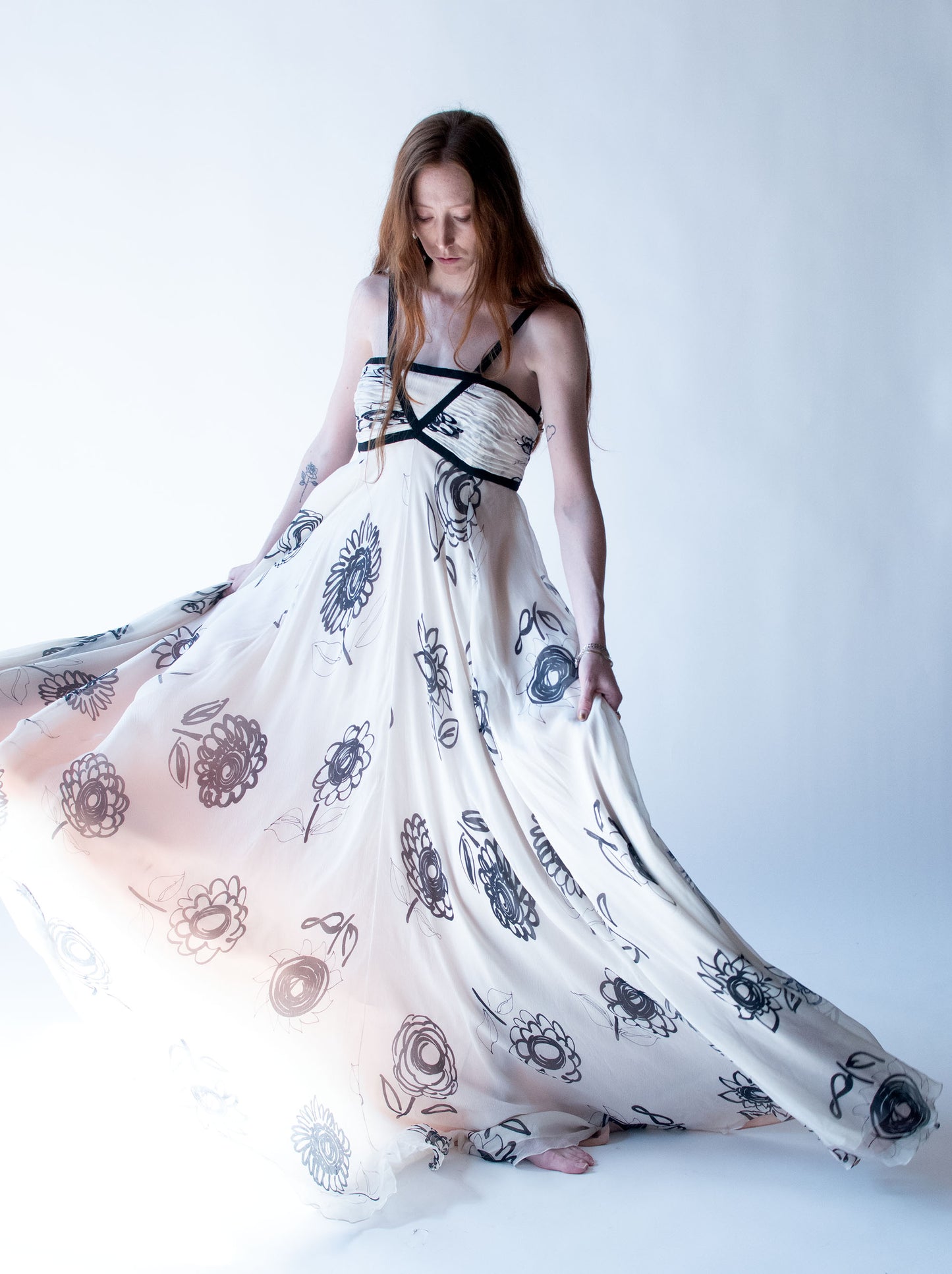 Floral Print Chiffon Gown | Bill Blass