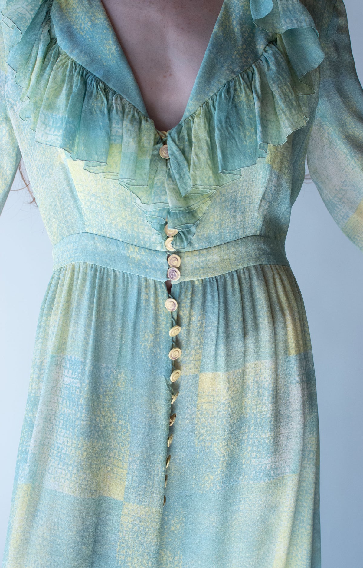Ruffled Sleeve Silk Dress | Chloe SS 1993