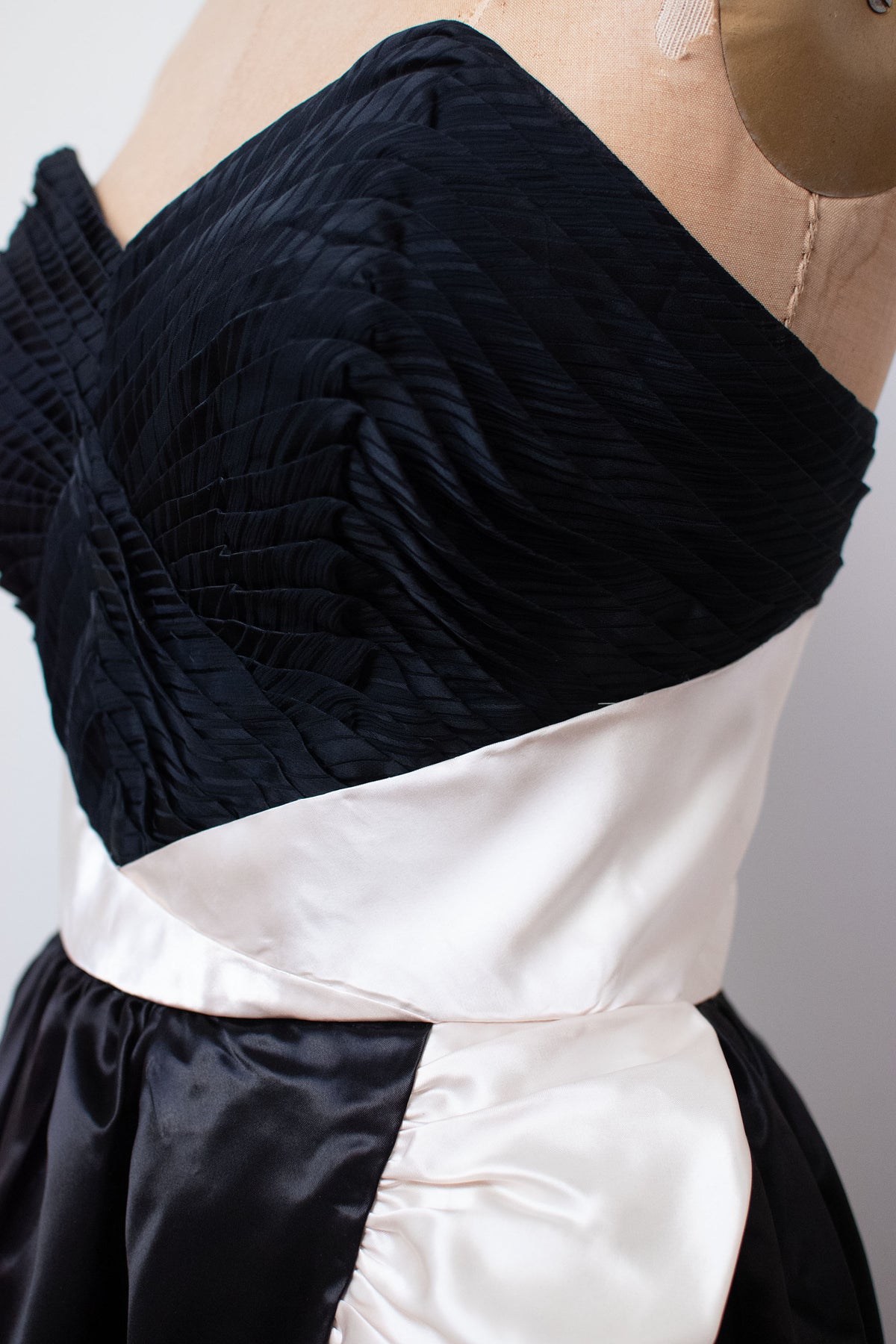 1970s Ruffled Satin Gown