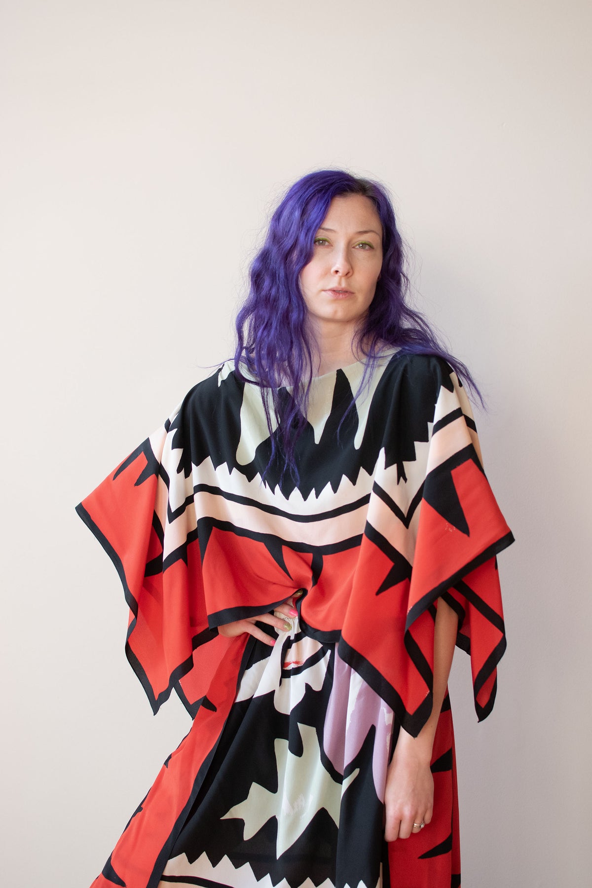 1980s Printed Silk Dress | Michael Vollbracht
