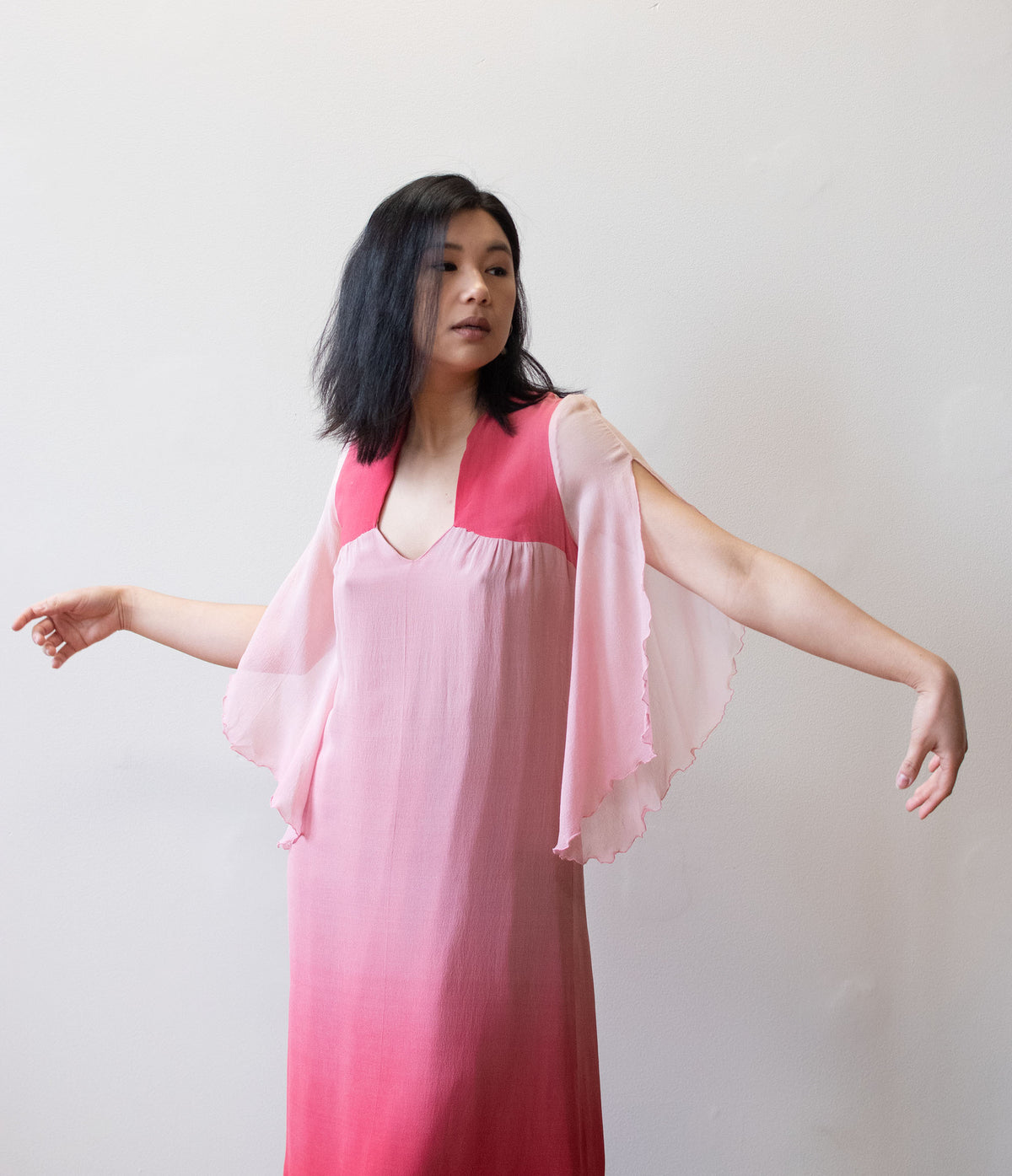 1970s Ombre Chiffon Dress