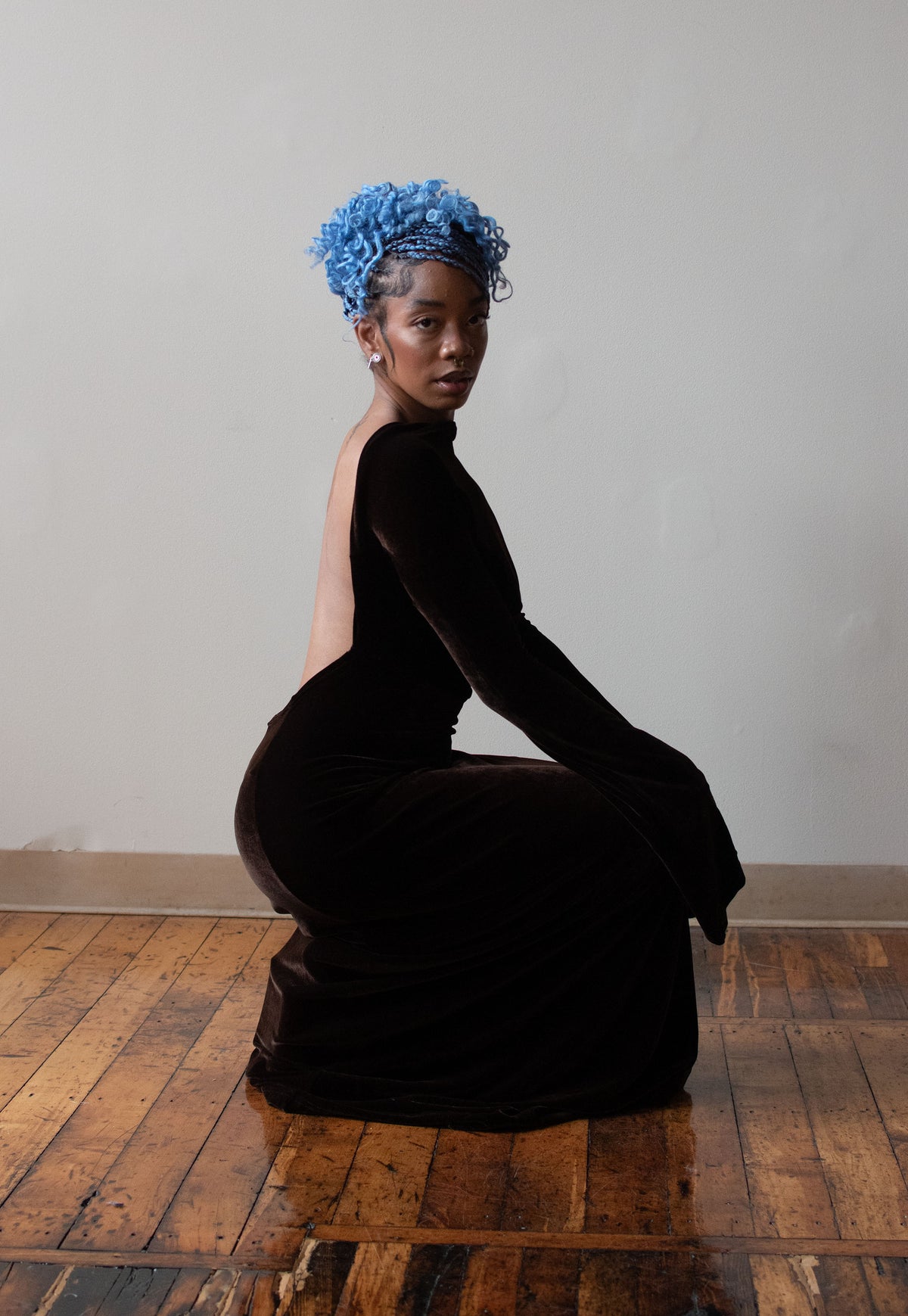 1990s Brown Velvet Dress