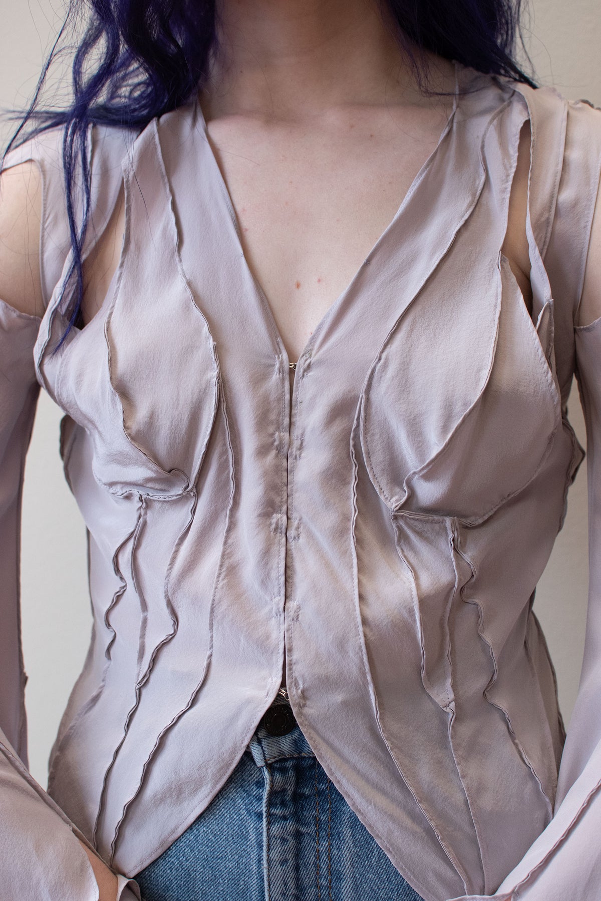Mauve Silk Blouse Yves Saint Laurent SS 2003 | A Virtual Affair