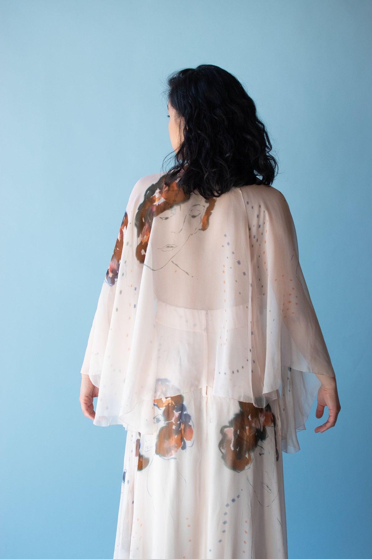 1970s Painted Chiffon Dress | Holly's Harp