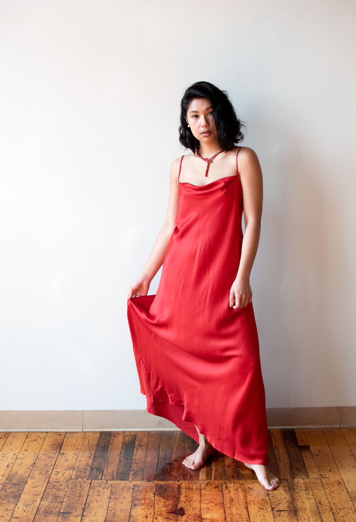 Red Silk Slip Dress | Donna Karan